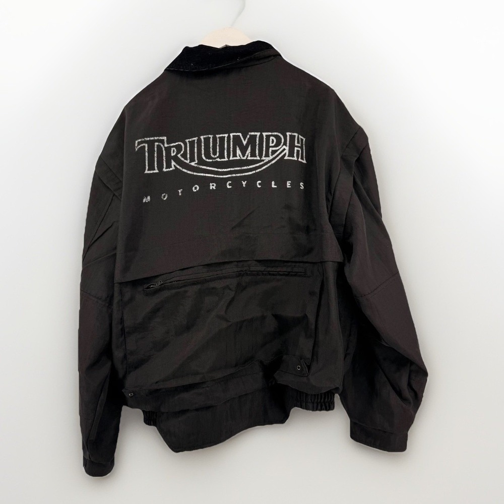 Triumph Motorcycles Jacket The Triple Connection Mens L Black Moto Bomber Y2K